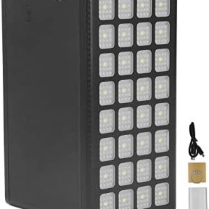 FTVOGUE Solar Power Bank 100000mAh 32LED Outdoor Camping Emergency Light with 4 USB Ports US Plug 100240V for Outdoor Black
