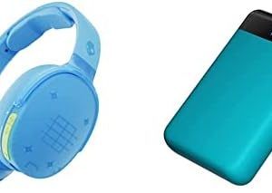 Skullcandy Hesh Evo Bluetooth Headphones & Stash Fuel 10,000 mAh Fast Charging Power Bank/Small and Light Travel Friendly Portable Charger for iPhone, Android and Other USB Devices - 90s Vacation